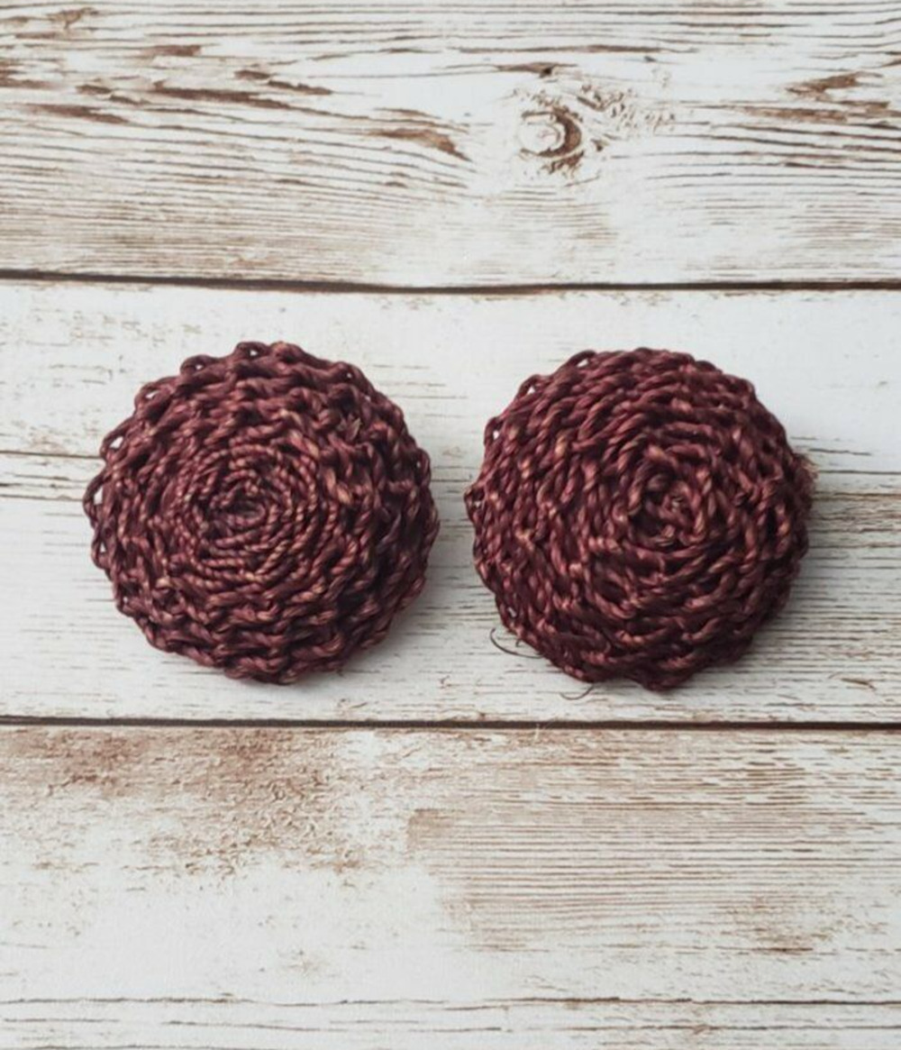 Vintage Clip On Earrings - Large Wine Colored Rope Style Statement Earrings